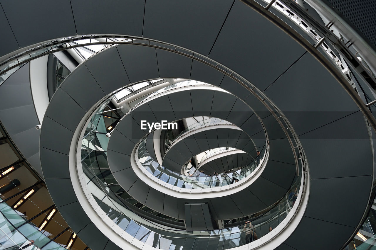 High angle view of spiral staircase