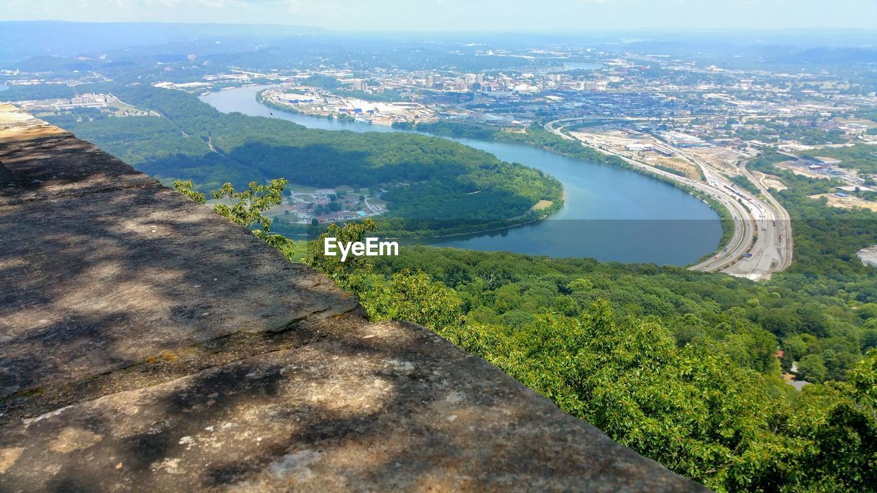 High angle view of city by tennessee river