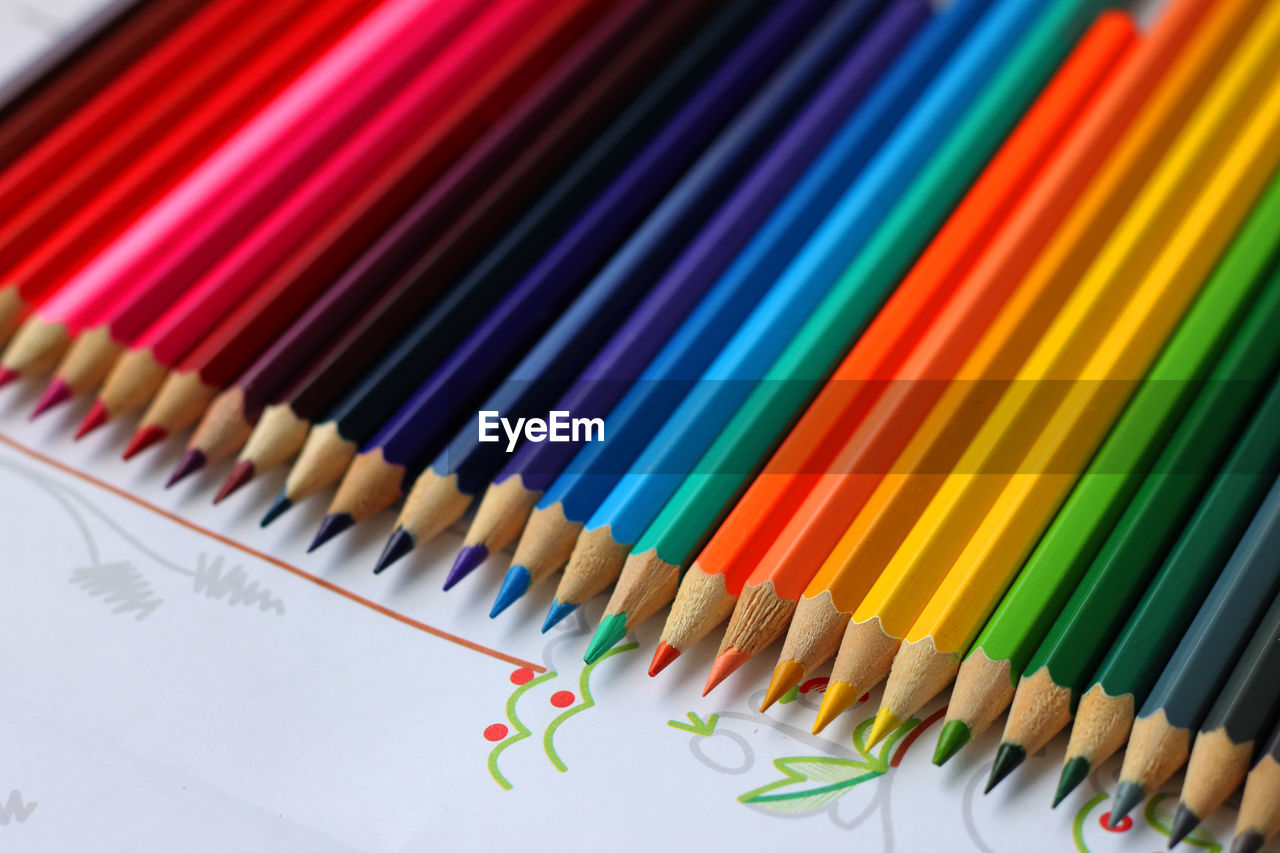 Close-up of colored pencils