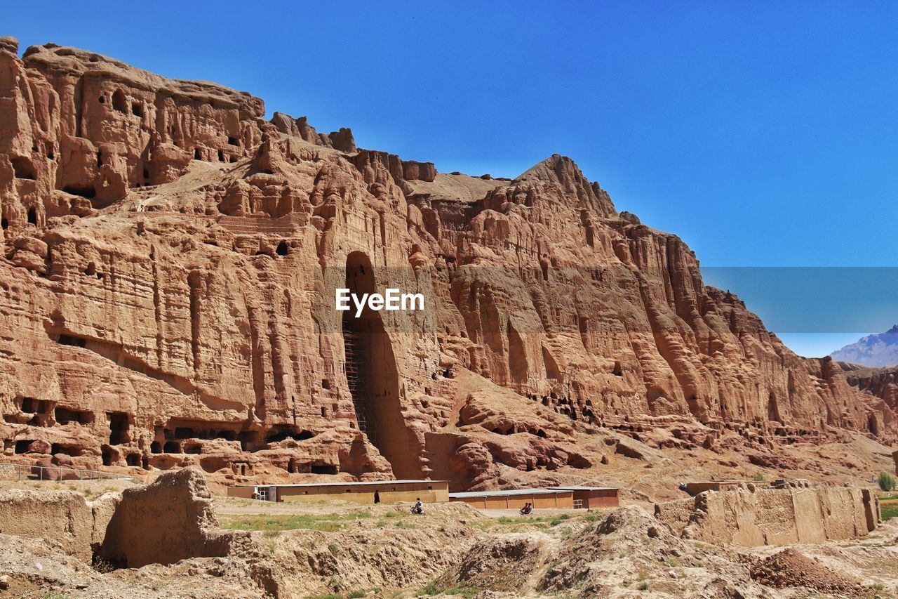 Low angle view of rock formations