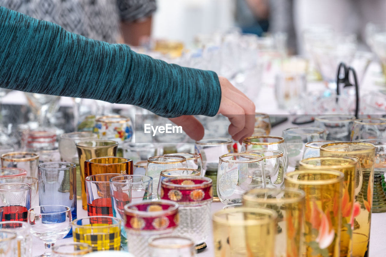 Glasses on retail display at flea market