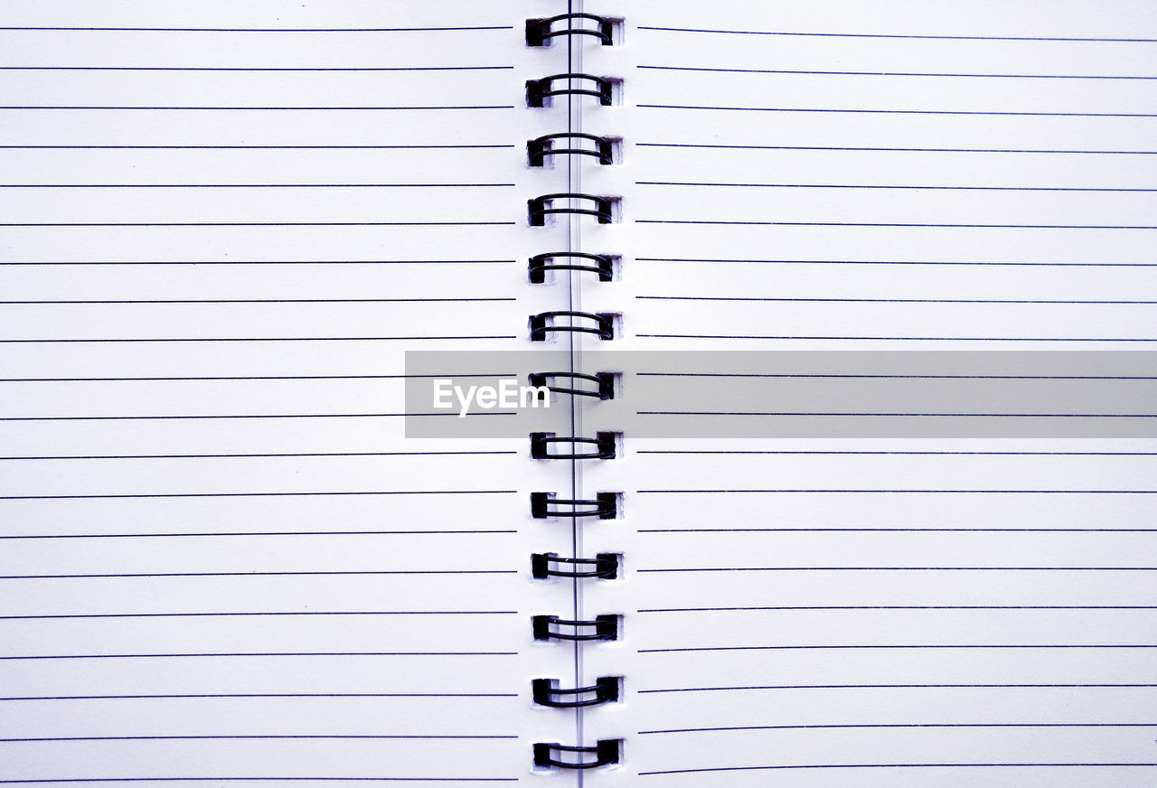 Full frame shot of blank spiral notebook