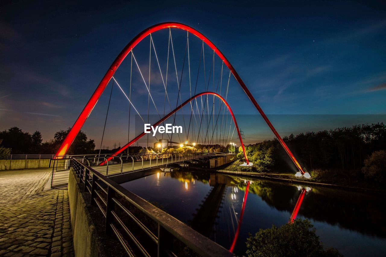 BRIDGE OVER RIVER AT NIGHT