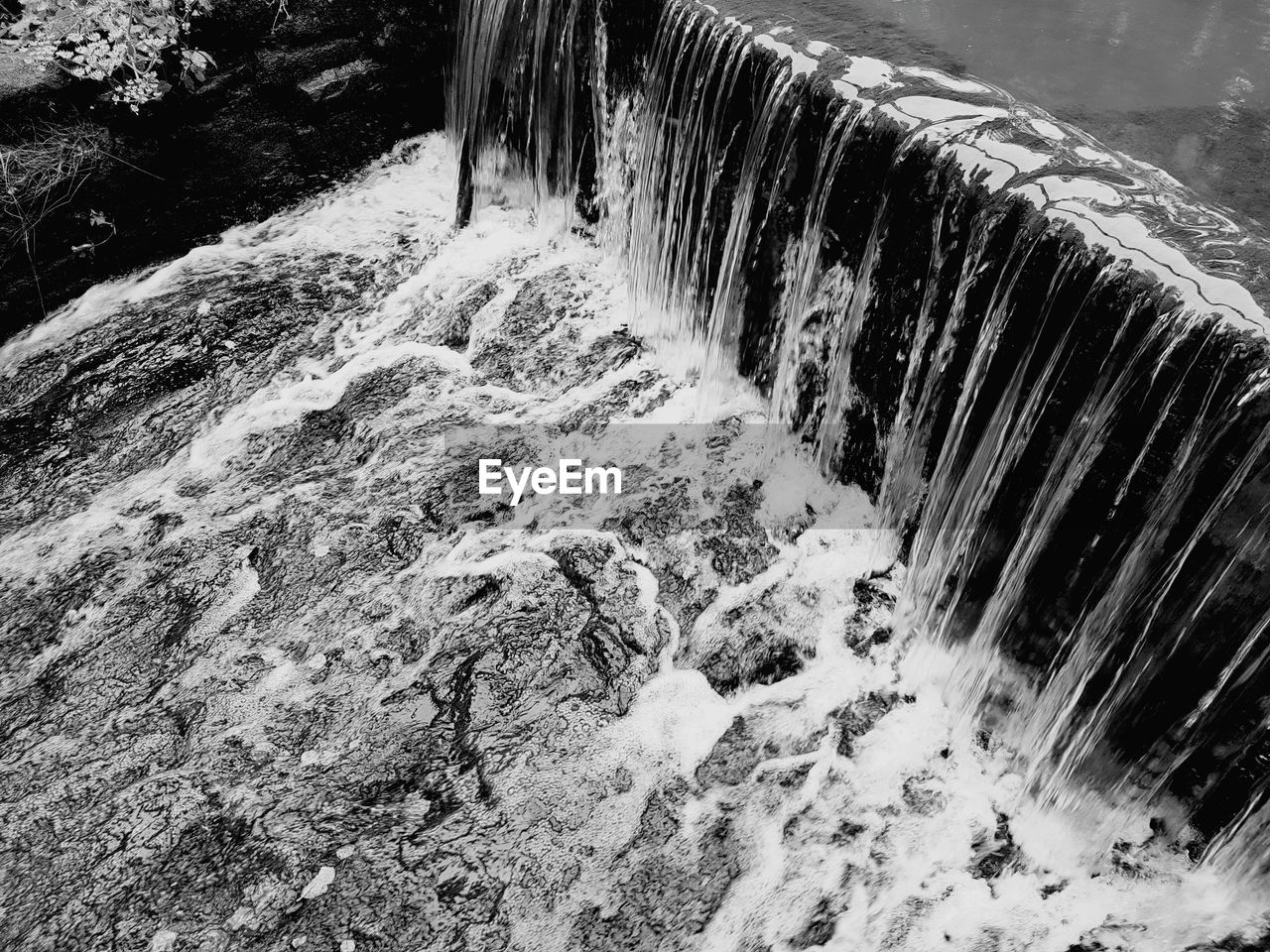 High angle view of waterfall