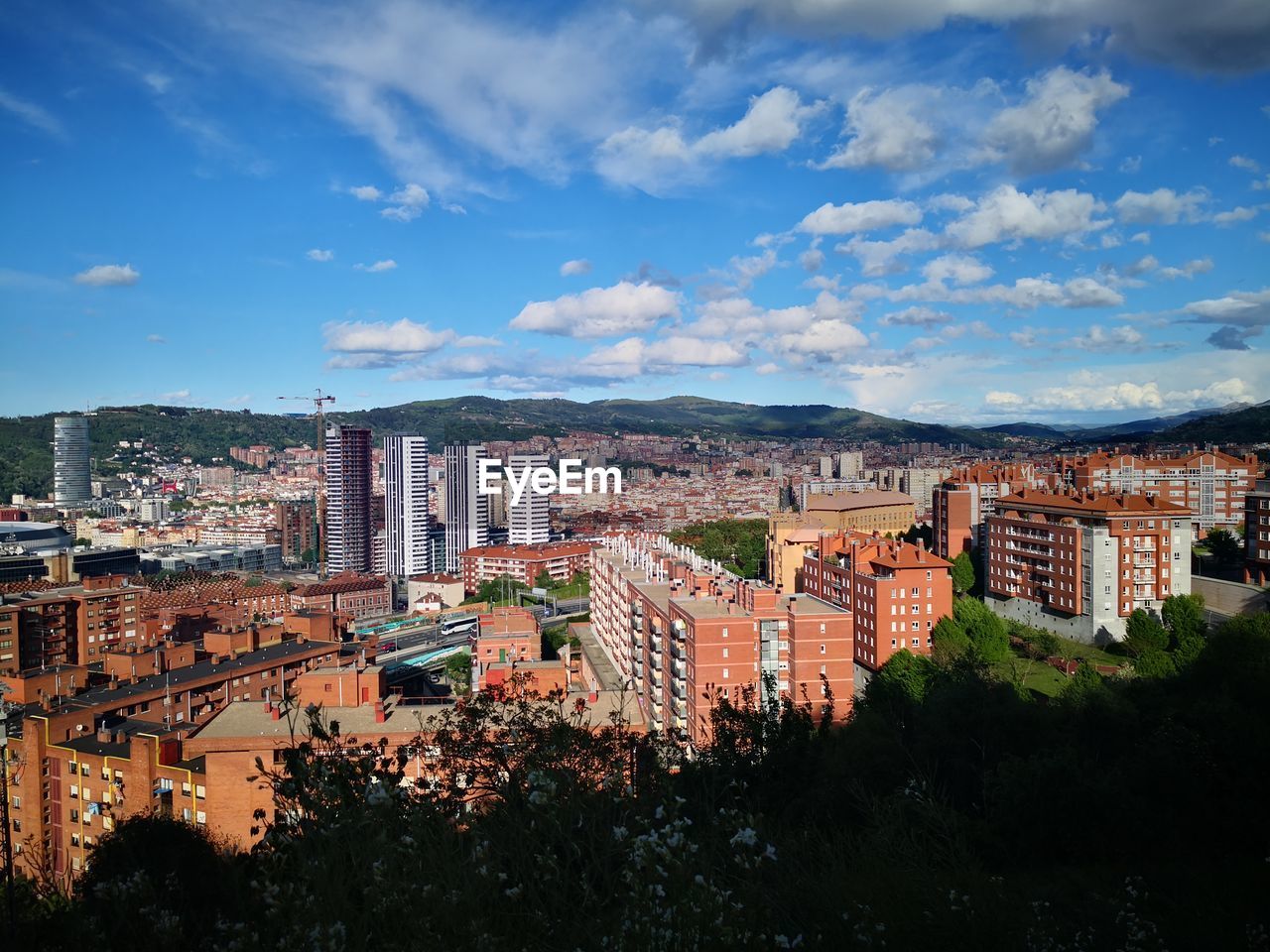 High angle view of townscape against sky