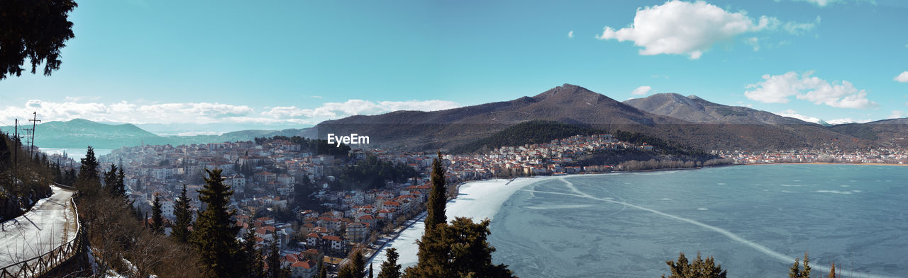 View of kastoria from the hill of prophet elias in kastoria , greece