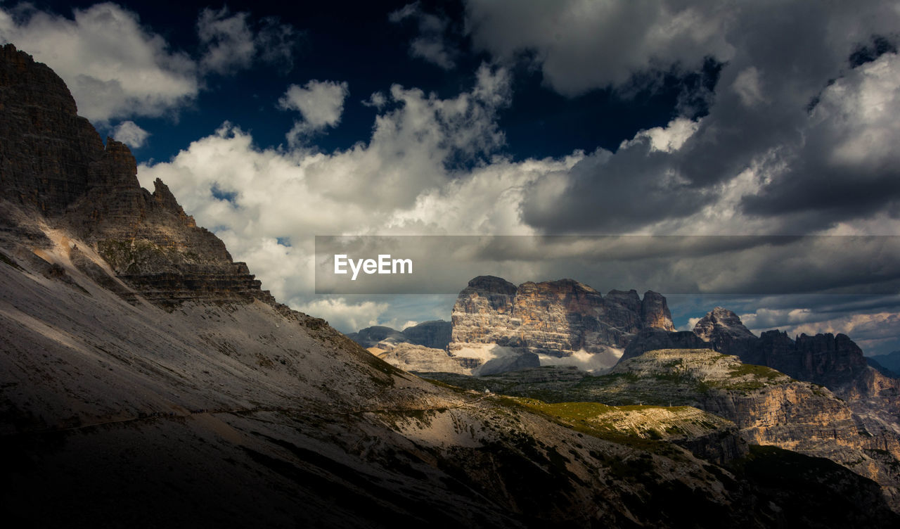 Mountains in italys famous dolomites with dramatic sky