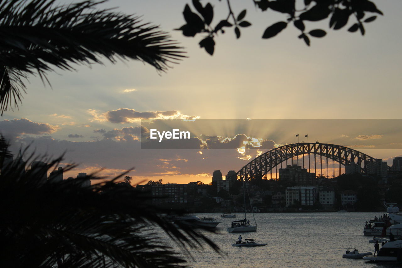 Silhouette of city at sunset