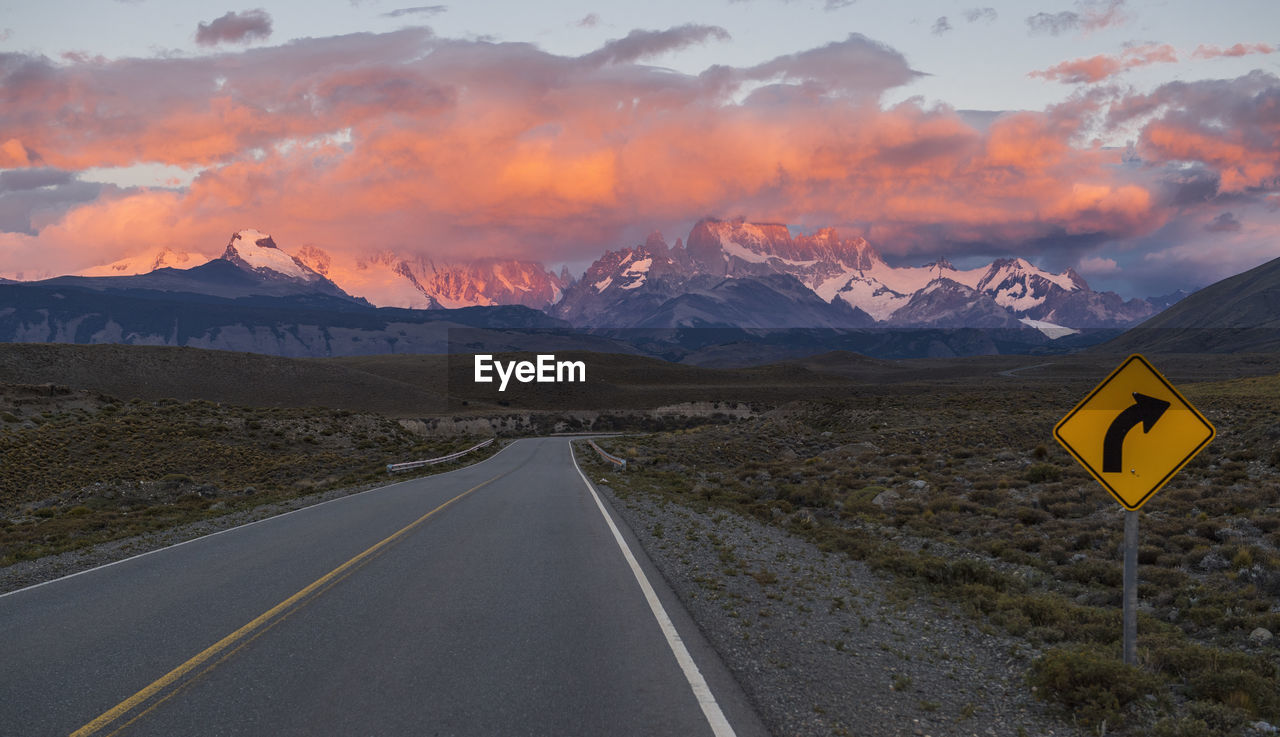 Sunrise over mount fitzroy in the andes mountains