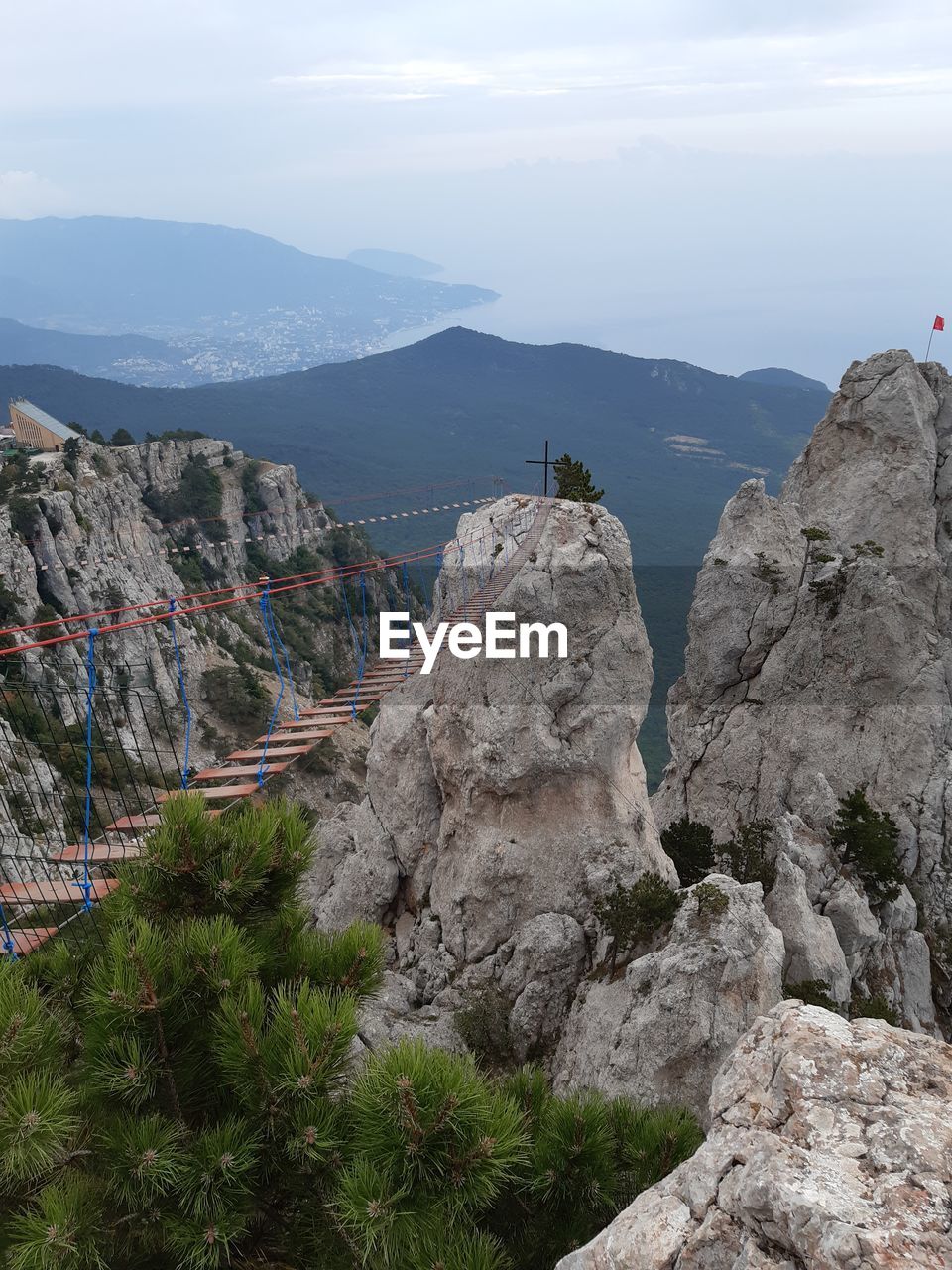 Rock formations on landscape against sky