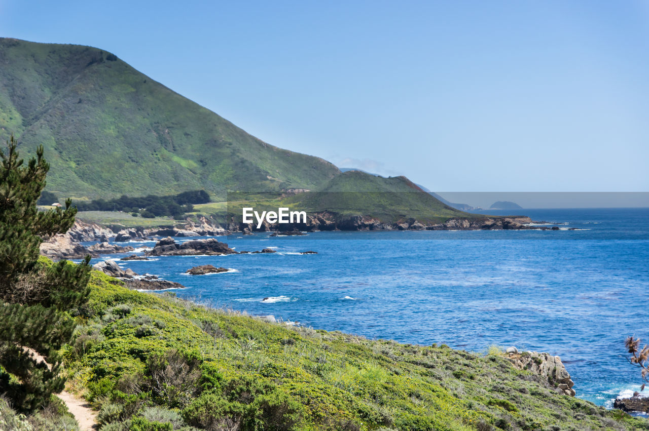 SCENIC VIEW OF SEA AND MOUNTAINS AGAINST SKY