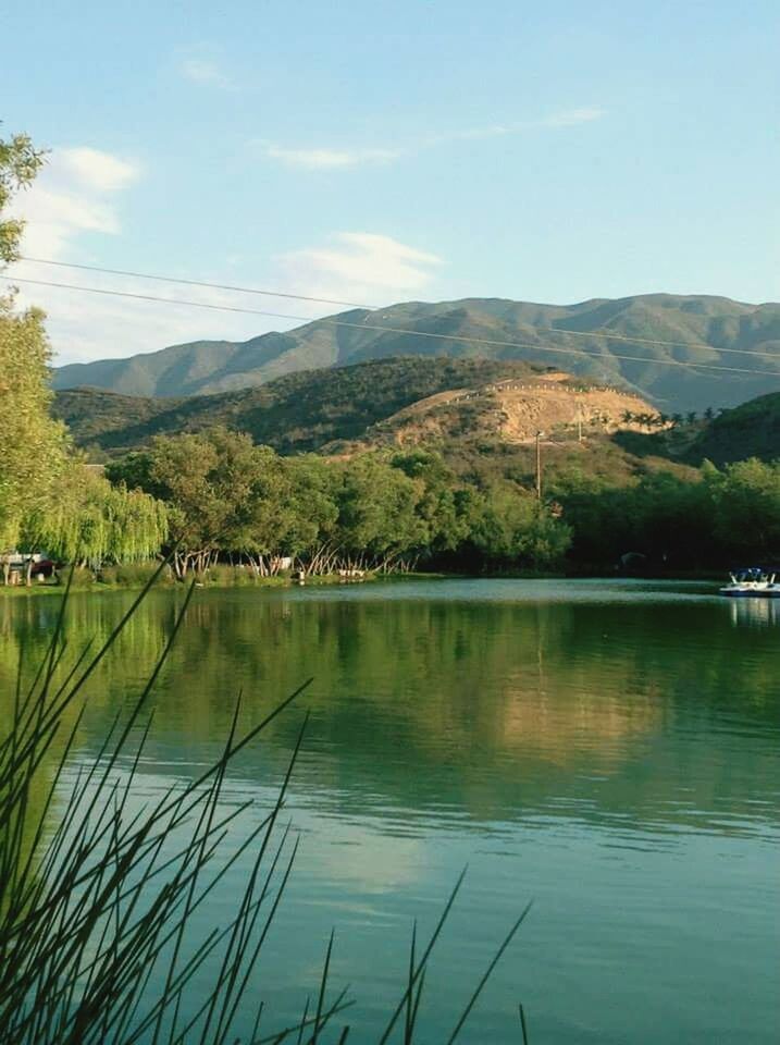 SCENIC VIEW OF LAKE WITH MOUNTAINS IN BACKGROUND