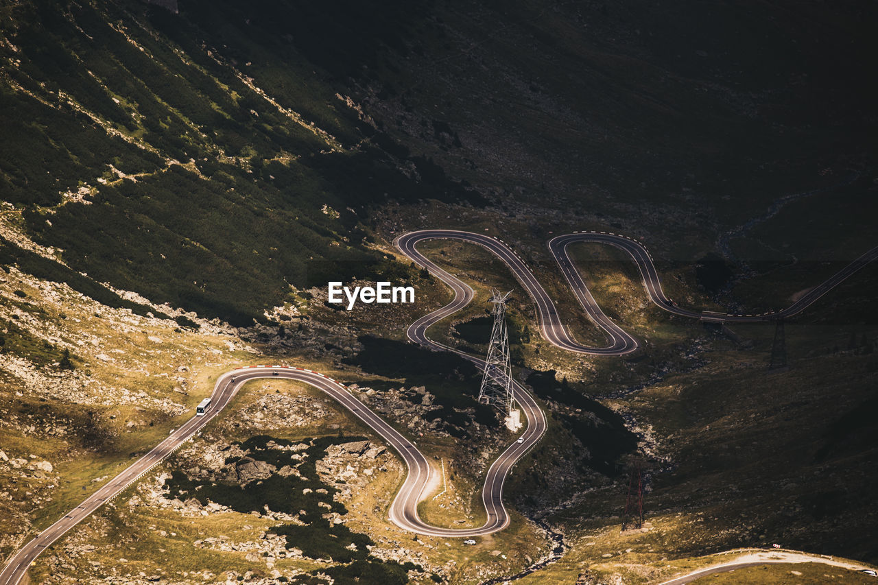 High angle view of road on mountain