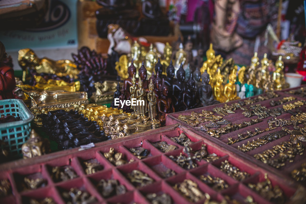 Buddha figurines for sale at market