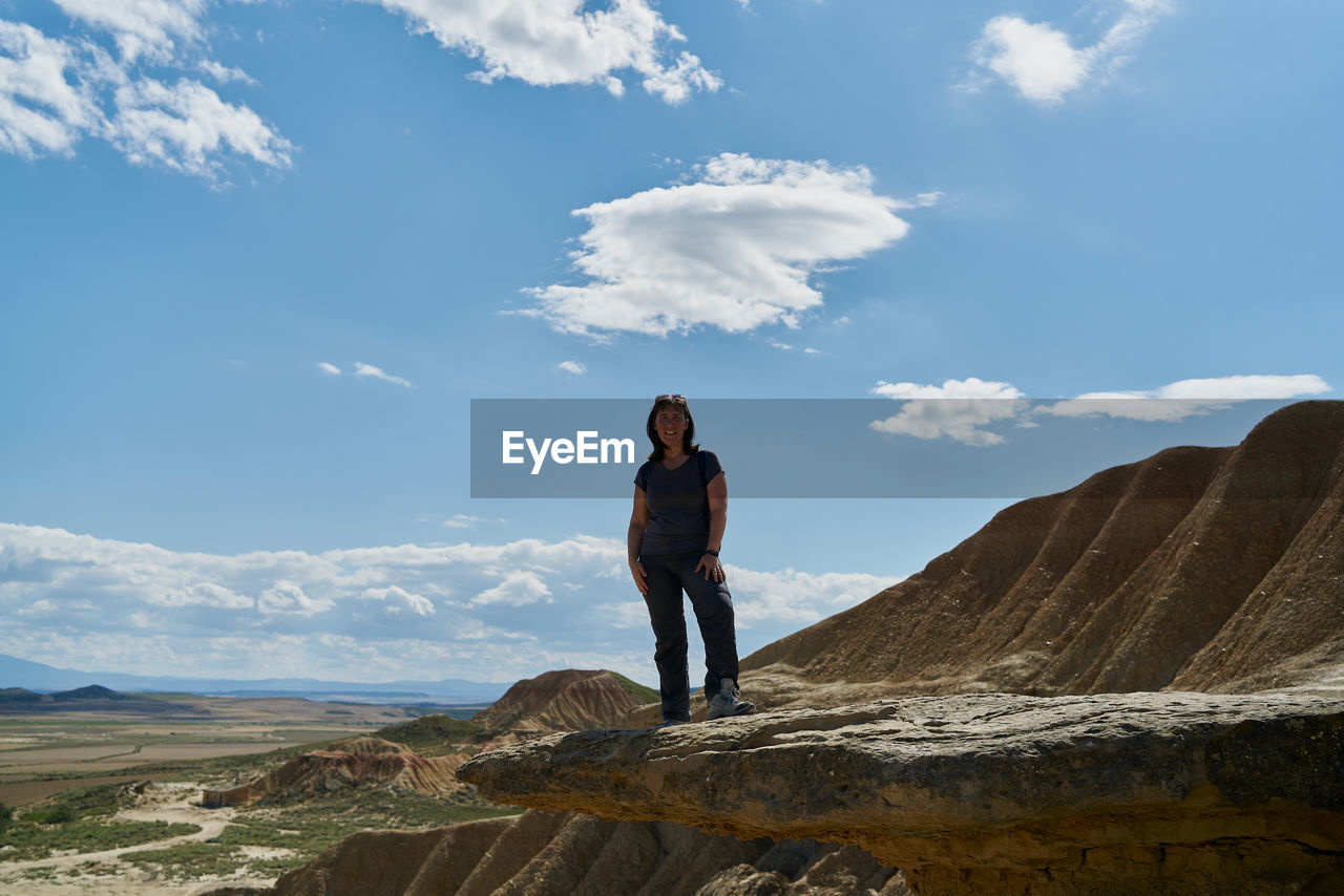 A woman in the bardenas reales desert in spain