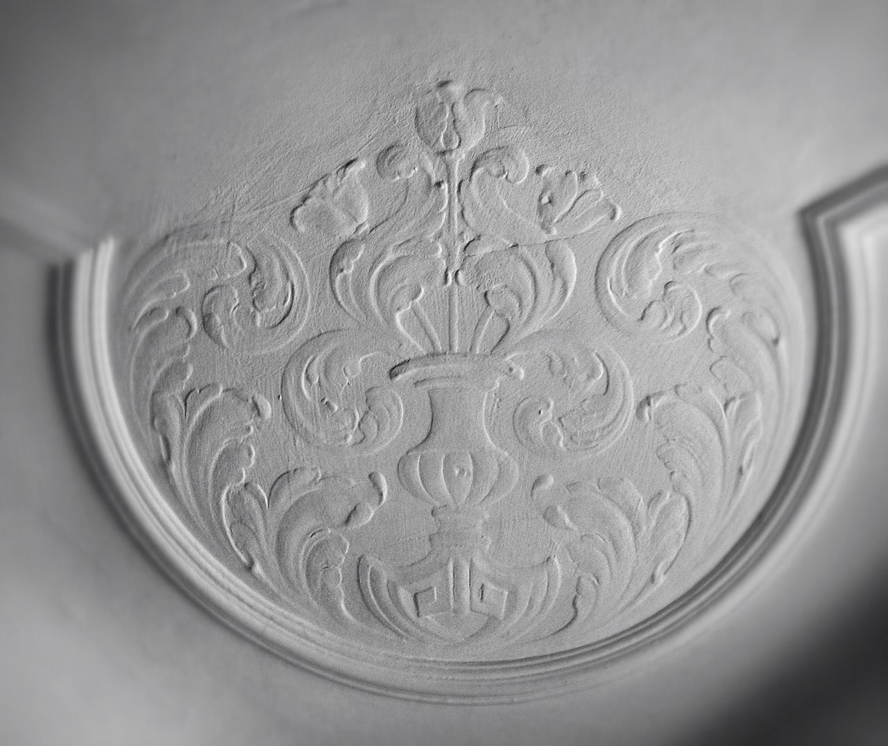 Low angle view of carving on wall