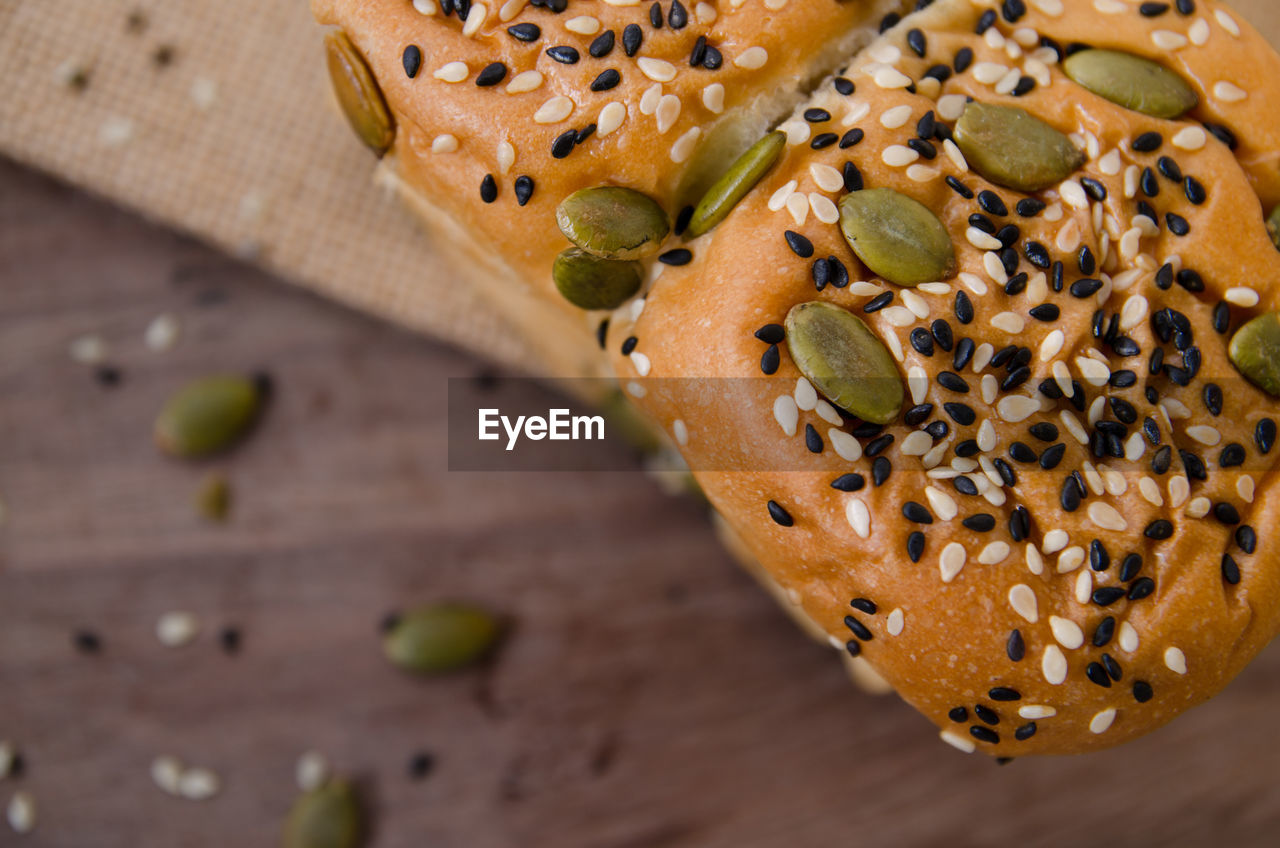 Close-up of seeds on bread