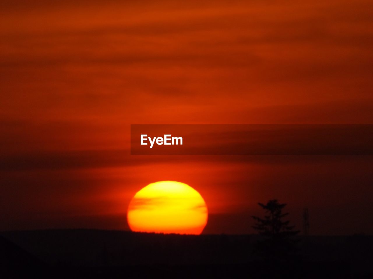 Silhouette landscape at sunset