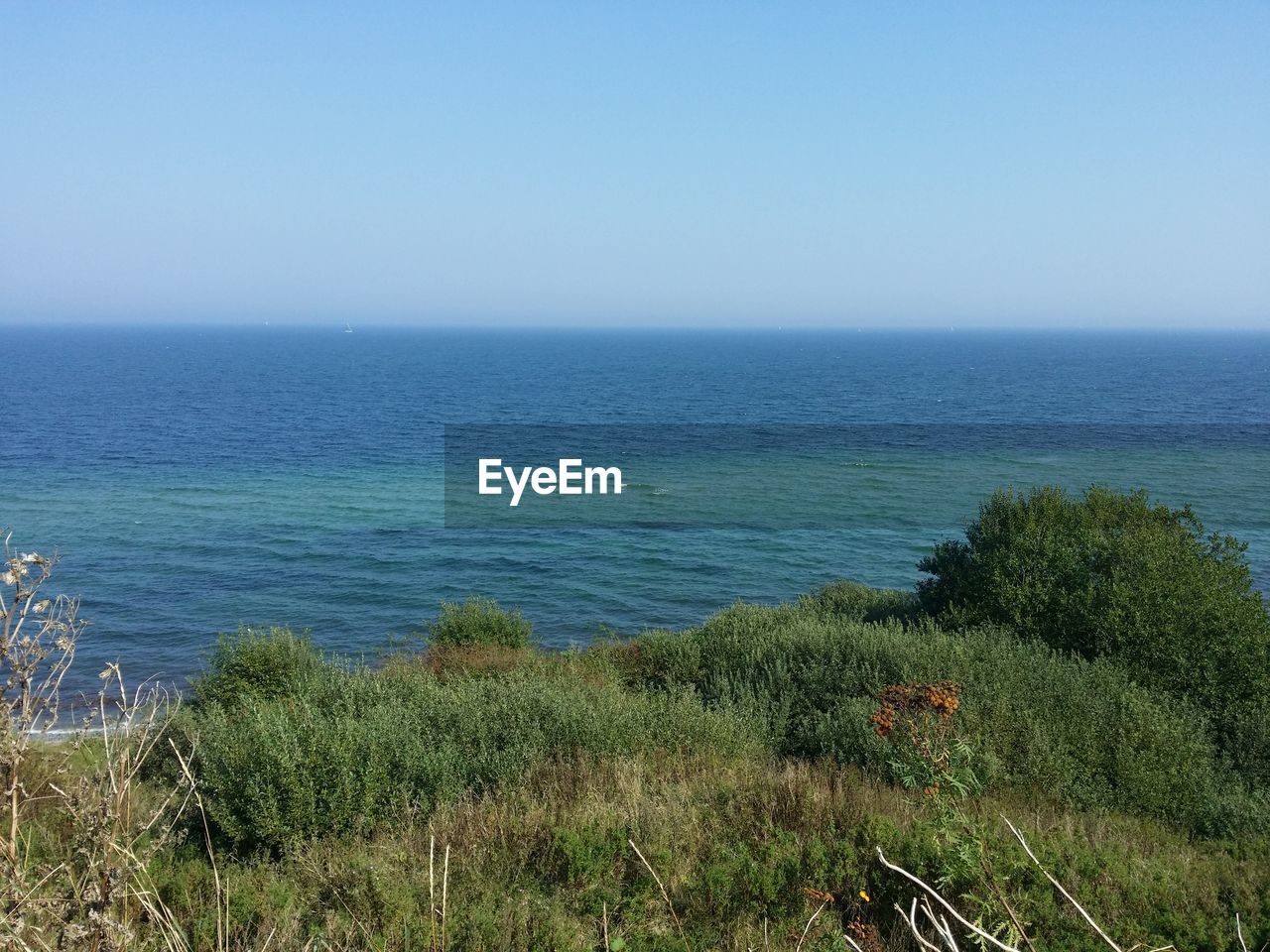 Scenic view of sea against clear sky