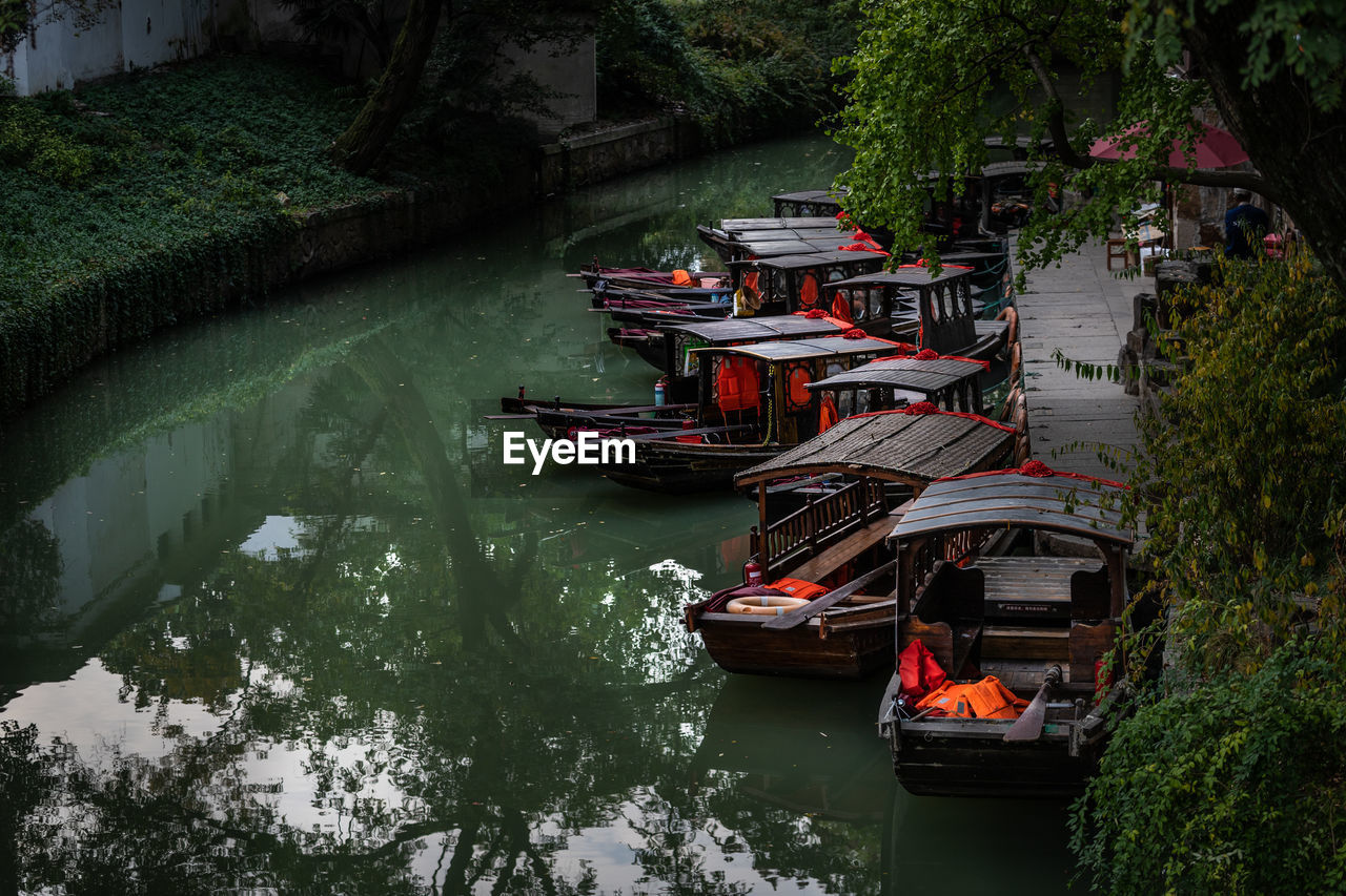 Small boats on a river in china