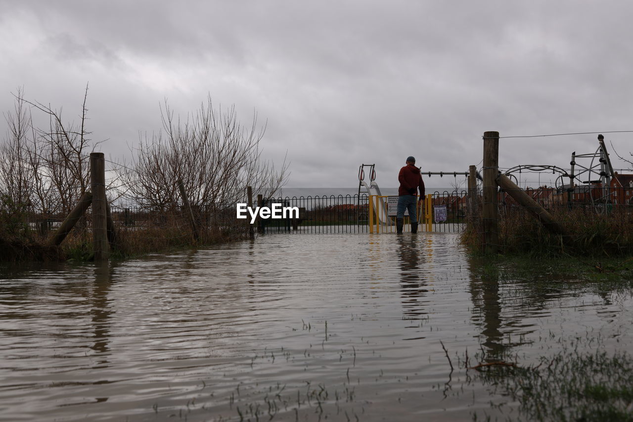 FULL LENGTH OF MAN STANDING IN WATER