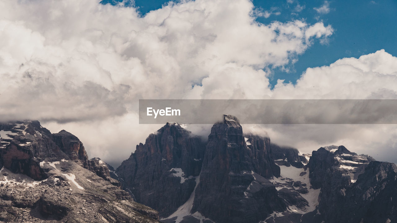 Panoramic view of rocky mountains against sky