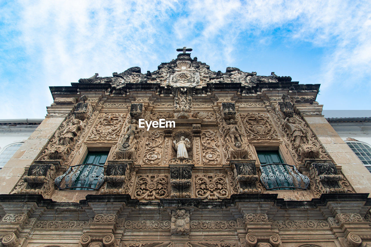 View from below of the facade of the sao francisco church in pelourinho