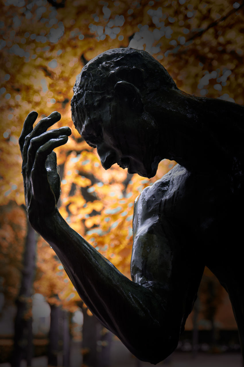CLOSE-UP OF STATUE AGAINST BLURRED BACKGROUND
