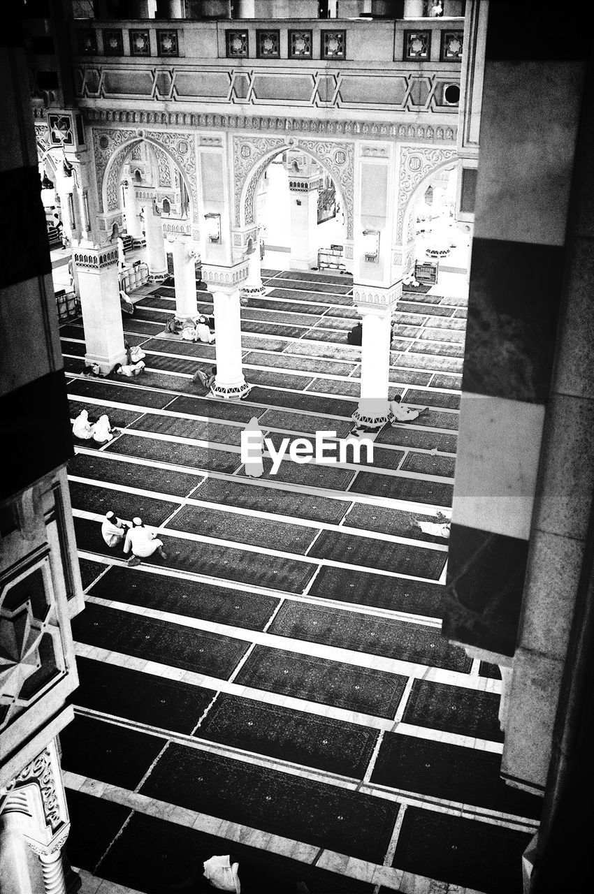 High angle shot of mosque interior