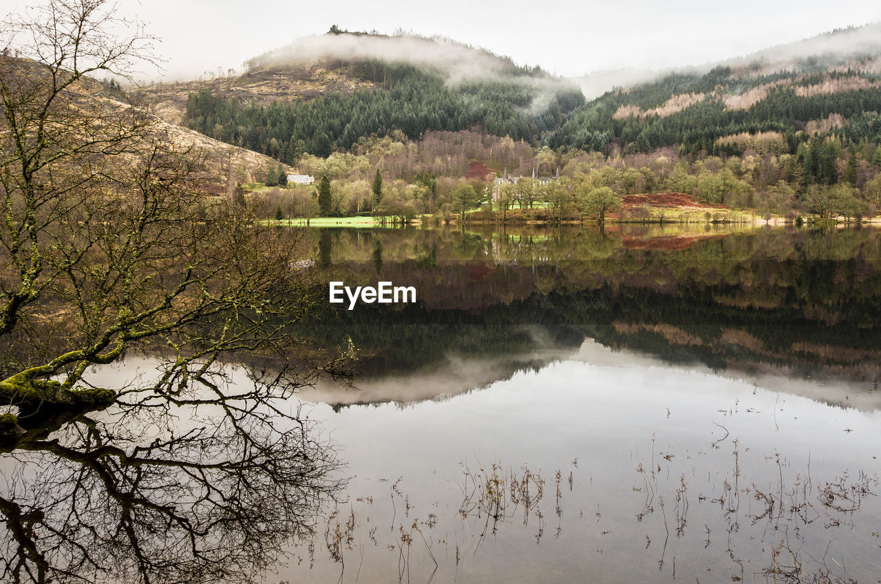 Scenic view of lake against sky