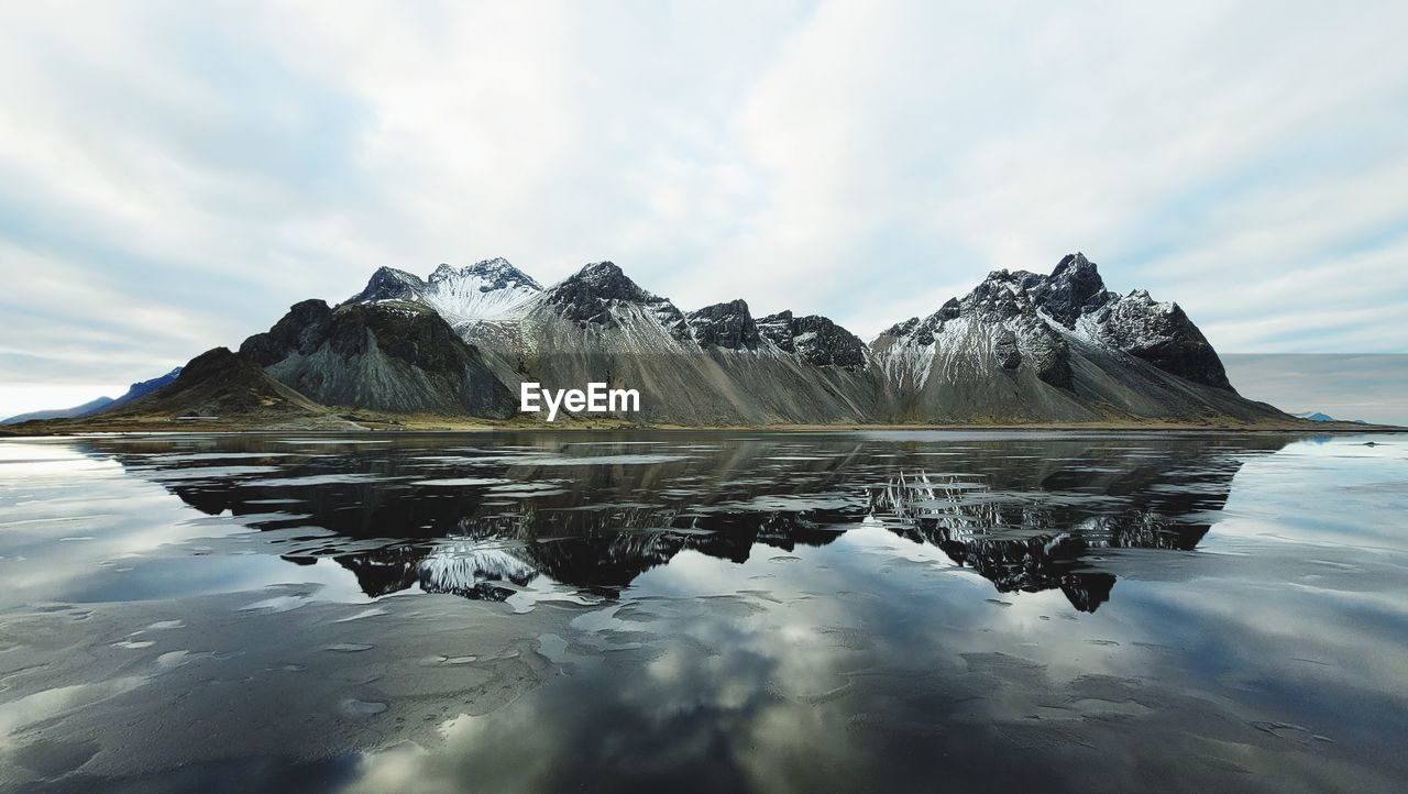 Reflection of vestrahorn mountains