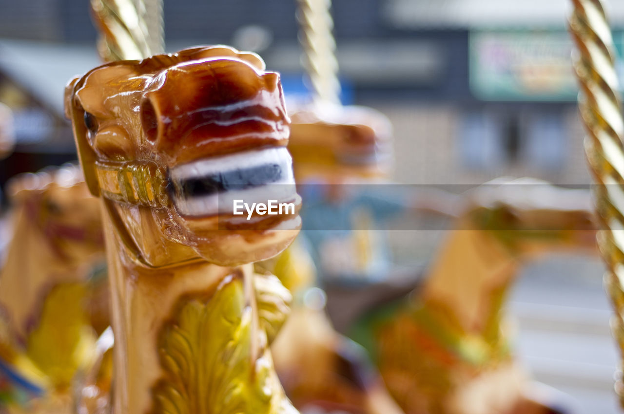 Carousel horse in amusement park