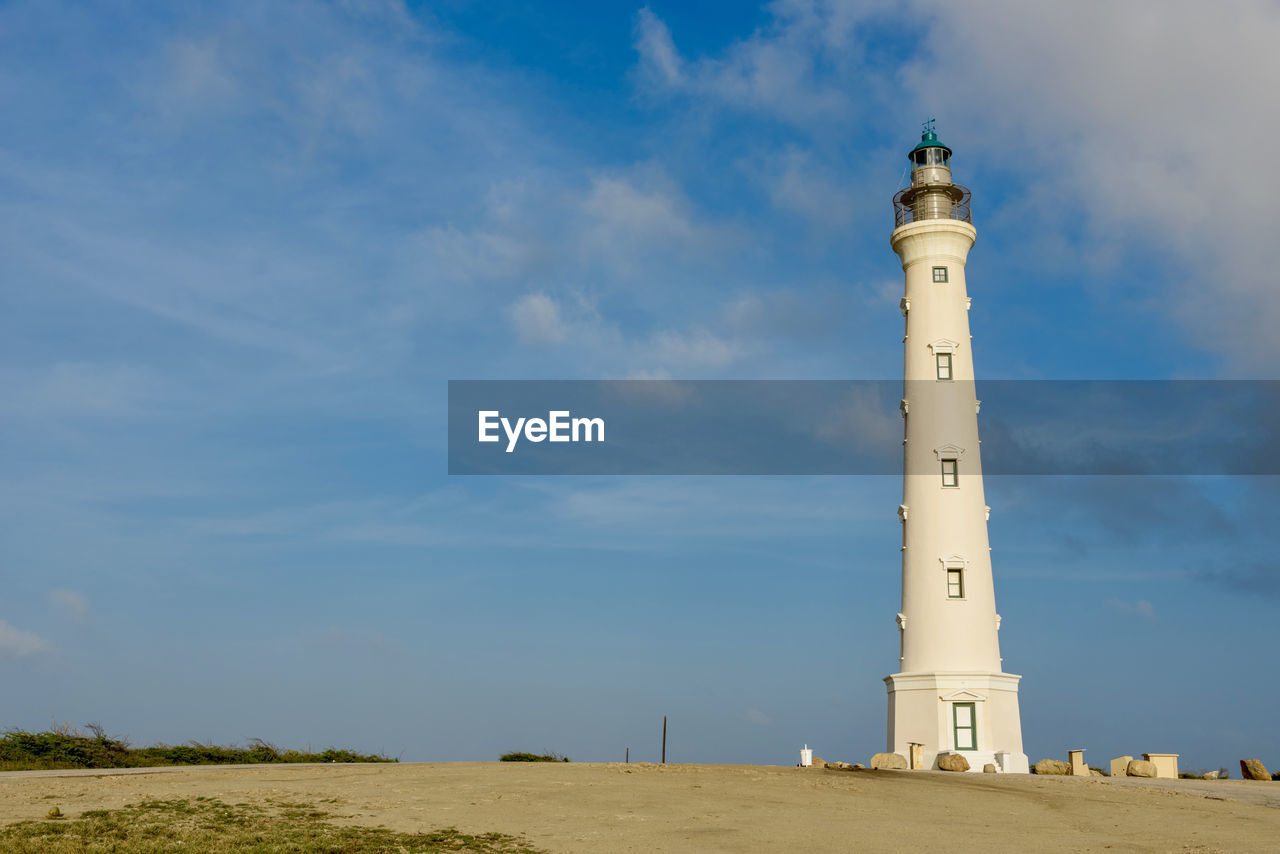 Low angle view of lighthouse against sky