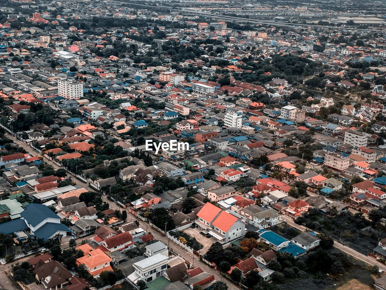 High angle shot of townscape