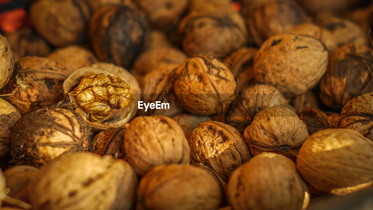 Full frame shot of walnuts