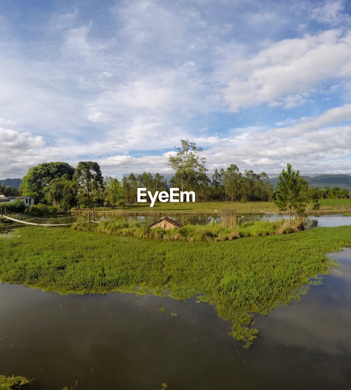 Scenic view of lake against sky