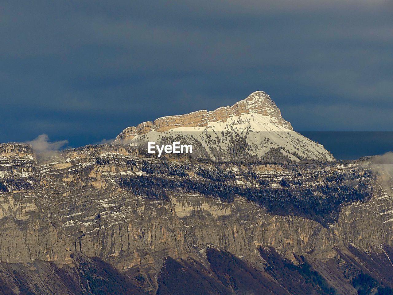 Aerial view of snowcapped mountains against sky