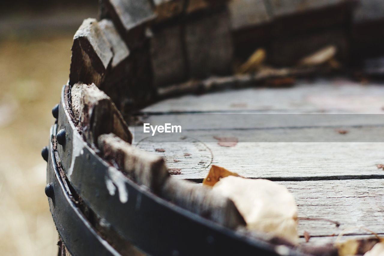 CLOSE-UP VIEW OF RUSTY WHEEL