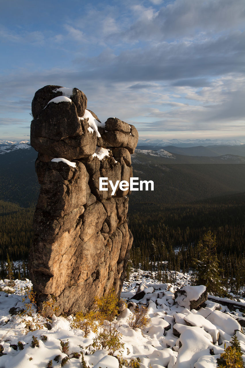 ROCKS ON MOUNTAIN AGAINST SKY