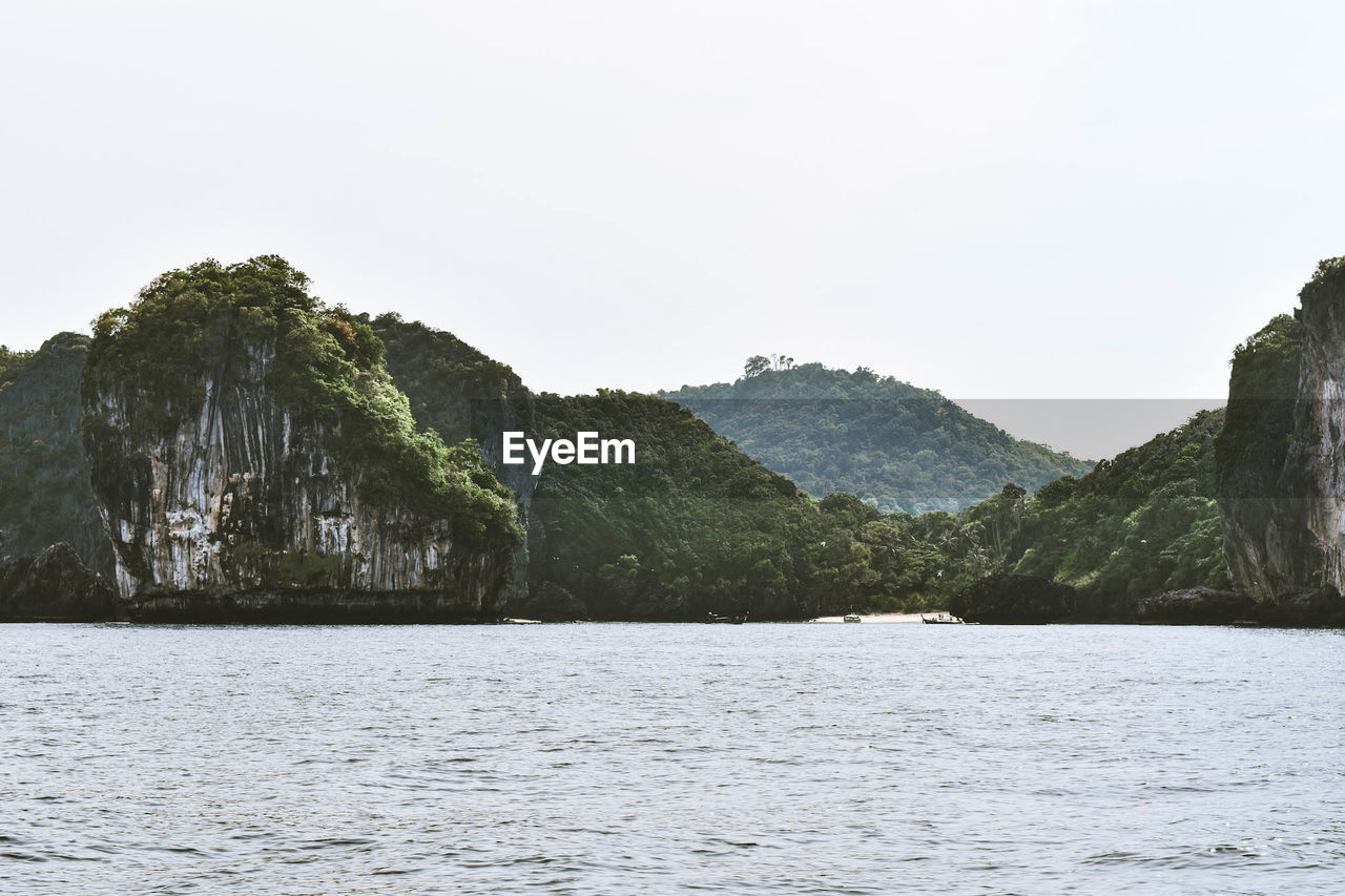 Scenic view of sea against clear sky