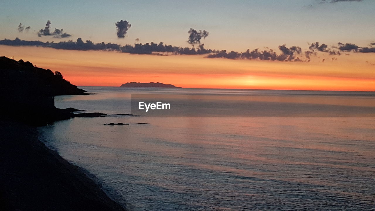 SCENIC VIEW OF SEA DURING SUNSET