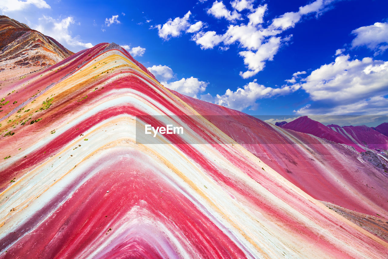 Vinicunca mt. in peru - rainbow mountain, cusco region and cordillera de los andes in south america.