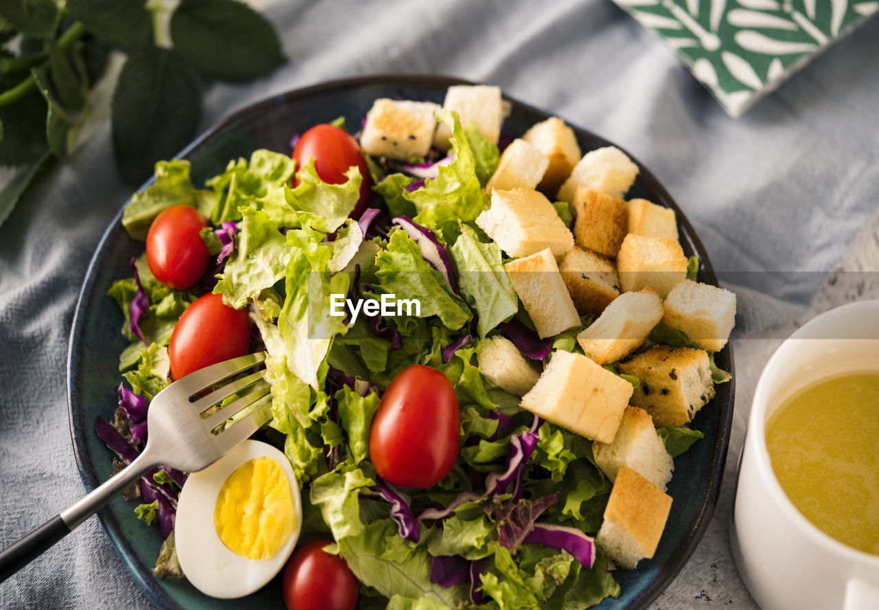 High angle view of food in bowl