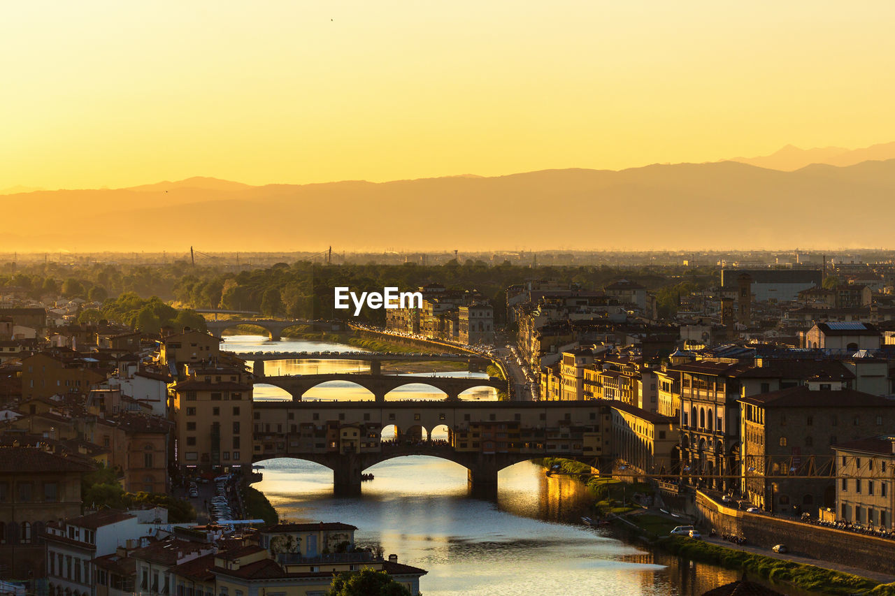 Sunset over florence and the arno river