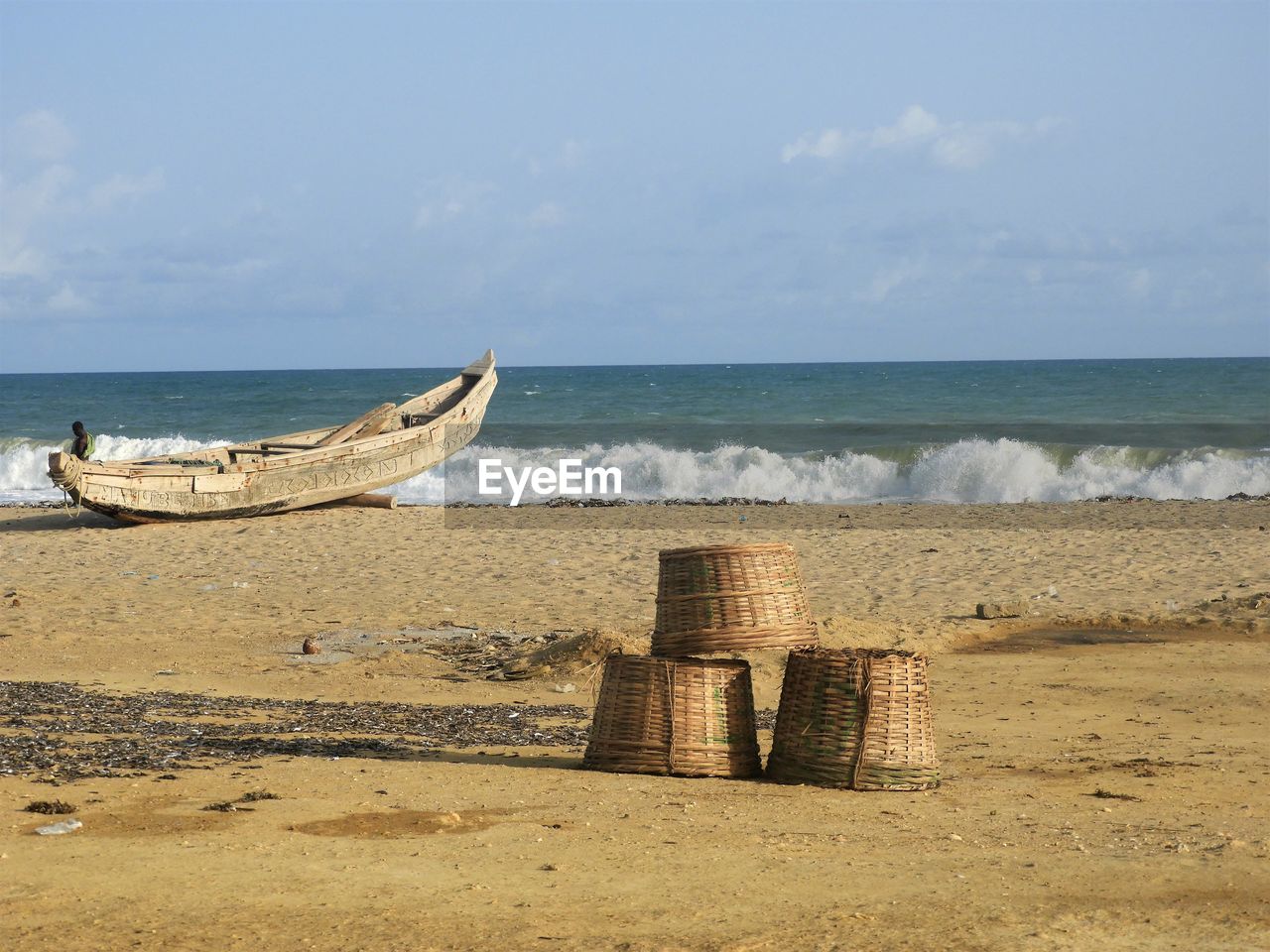 Ghana fishing area with basket ada foah