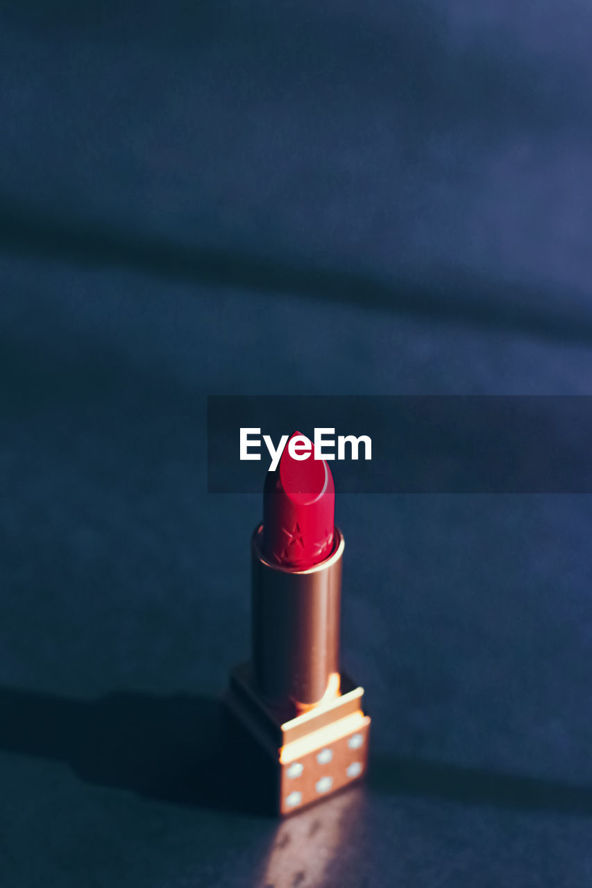 close-up of lipstick on table