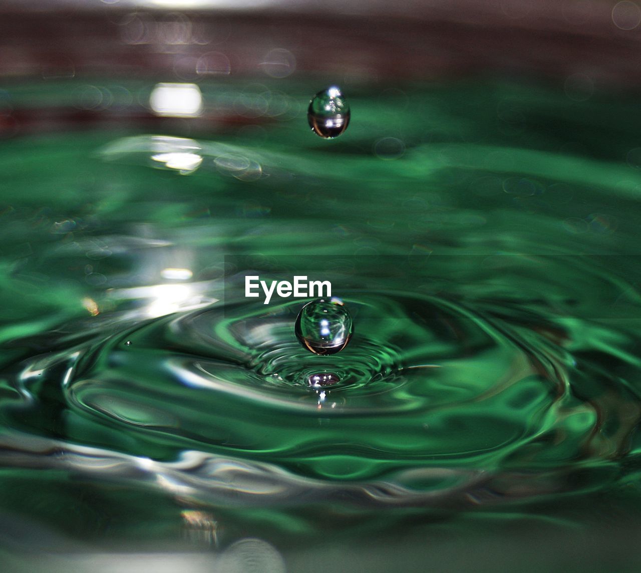 Close-up of water drop on lake