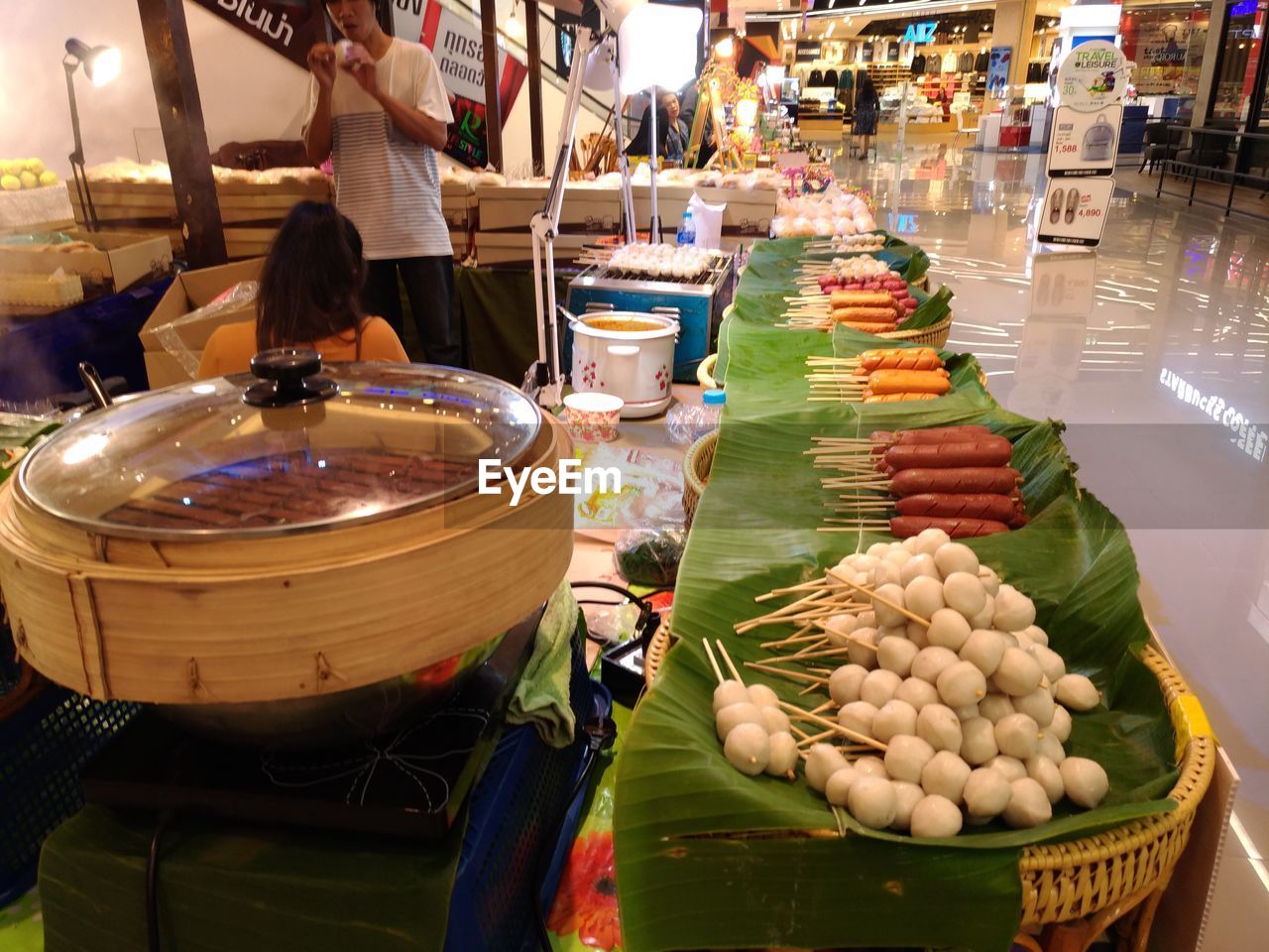 HIGH ANGLE VIEW OF FOOD AT MARKET STALL