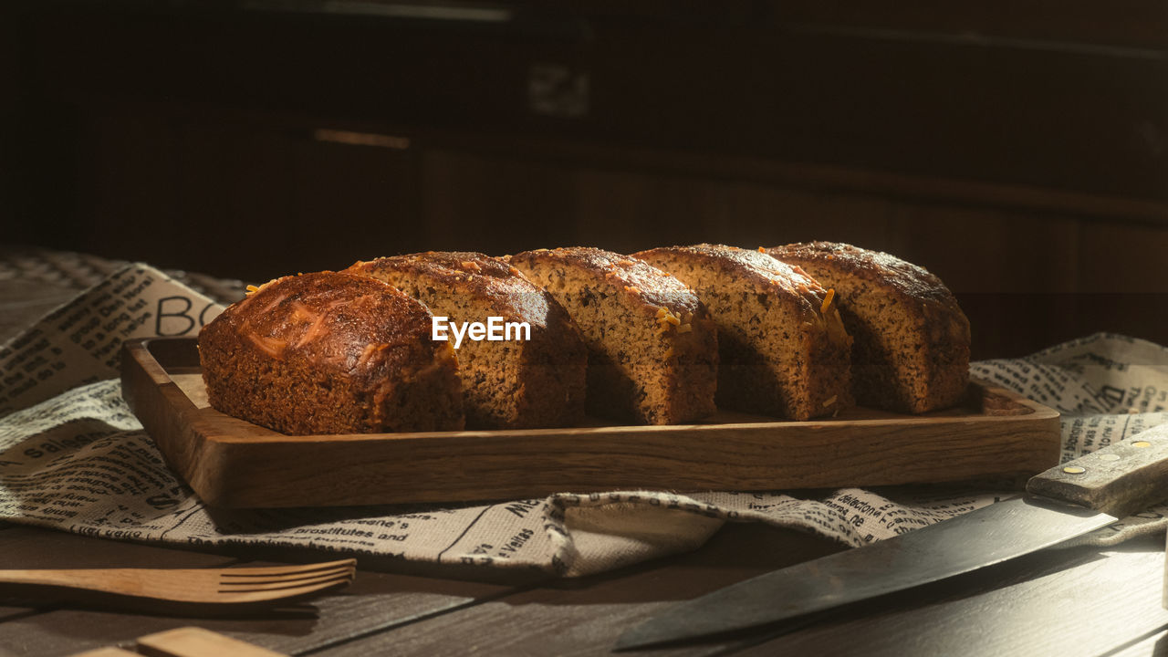 Close-up of bread on table