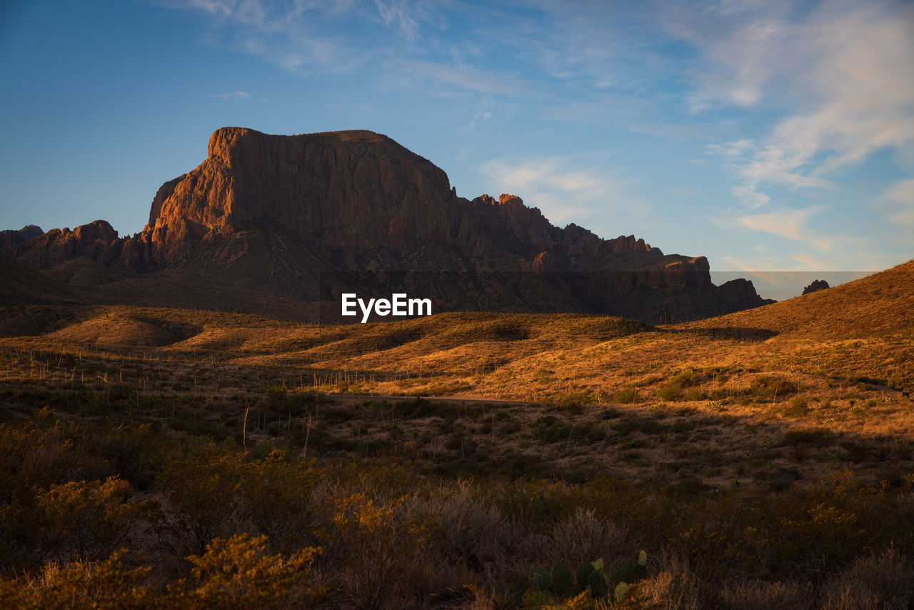 Rock formations on landscape against sky in big bend national park - texas